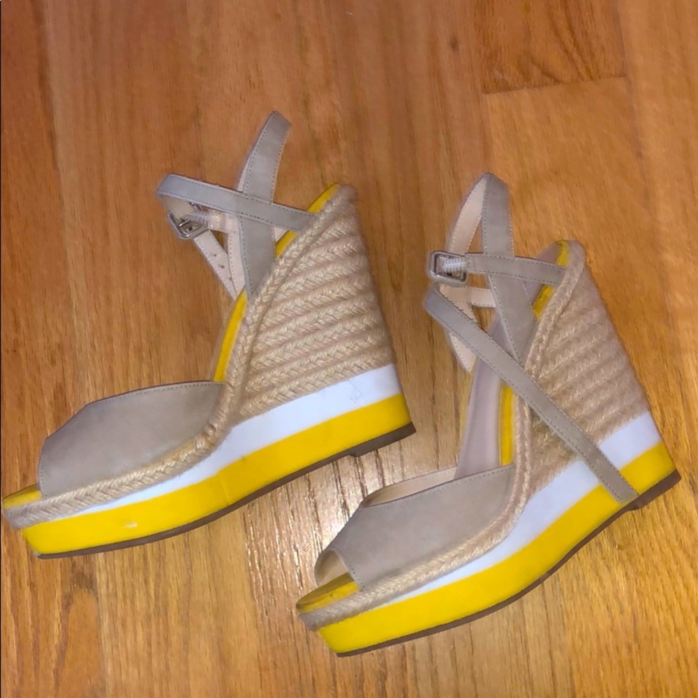 ELLE Yellow Platform Wedges Heels